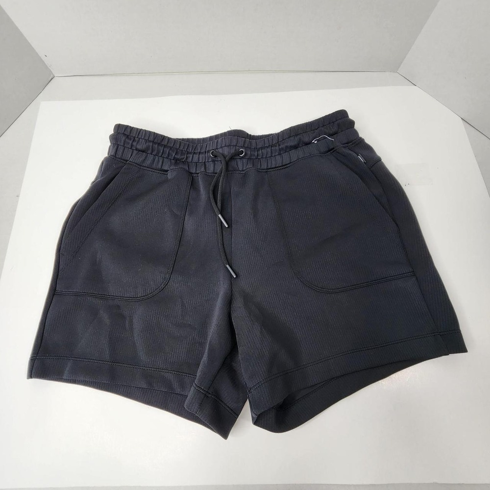 Mondetta Womens Sz Medium Black Ribbed Polyester Shorts Drawstring